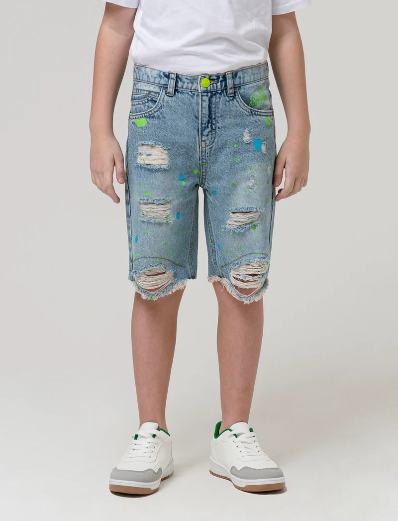 Bermuda denim colorato da bambino - Denim