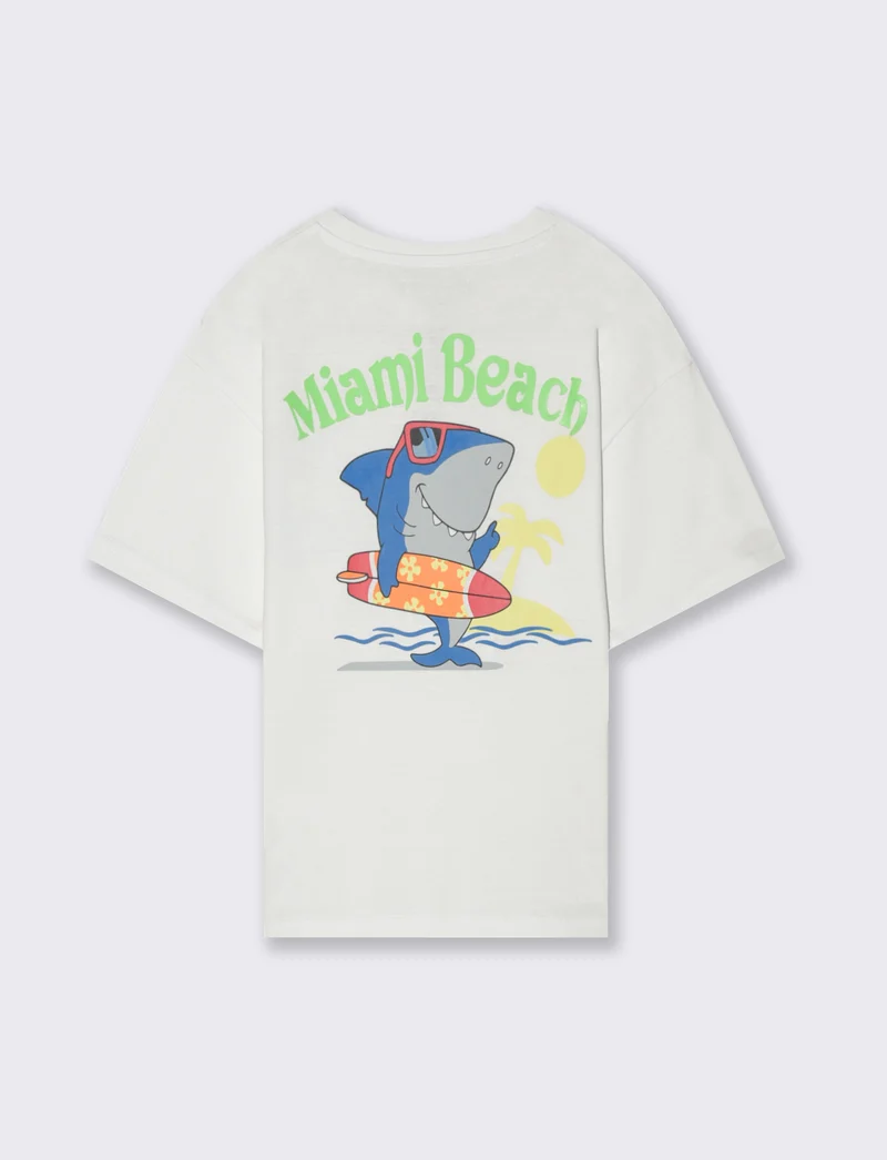 T-shirt giro collo da bambino - Bianco