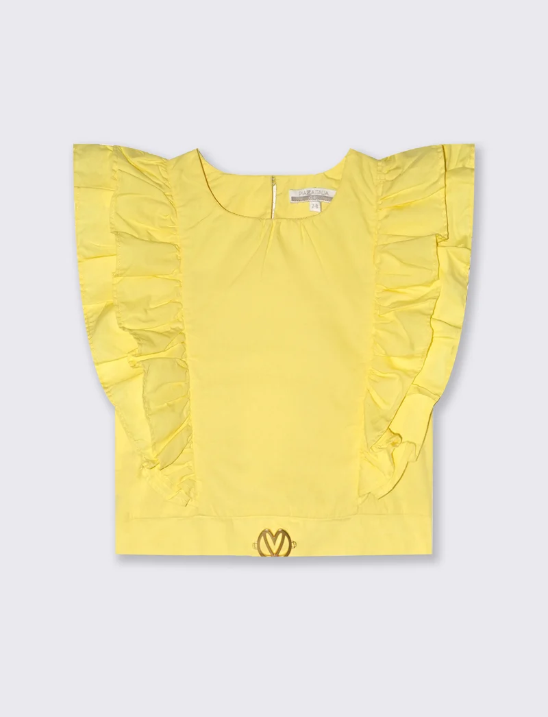 Top in popeline da bambina - Giallo