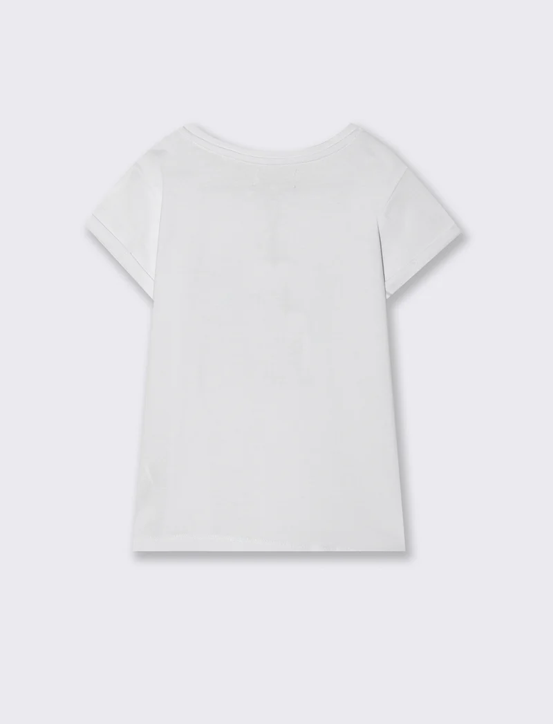 T-shirt in cotone elasticizzato da bambina - Bianco