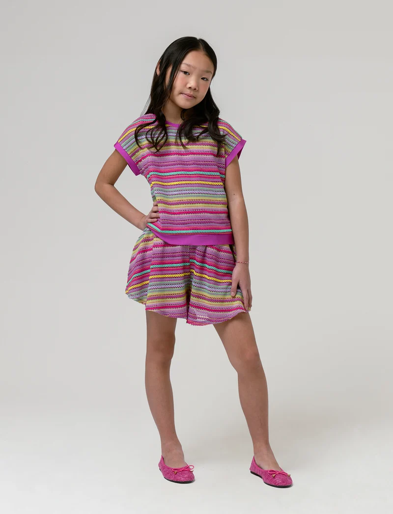 T-shirt colorata da bambina - Fuxia azalea