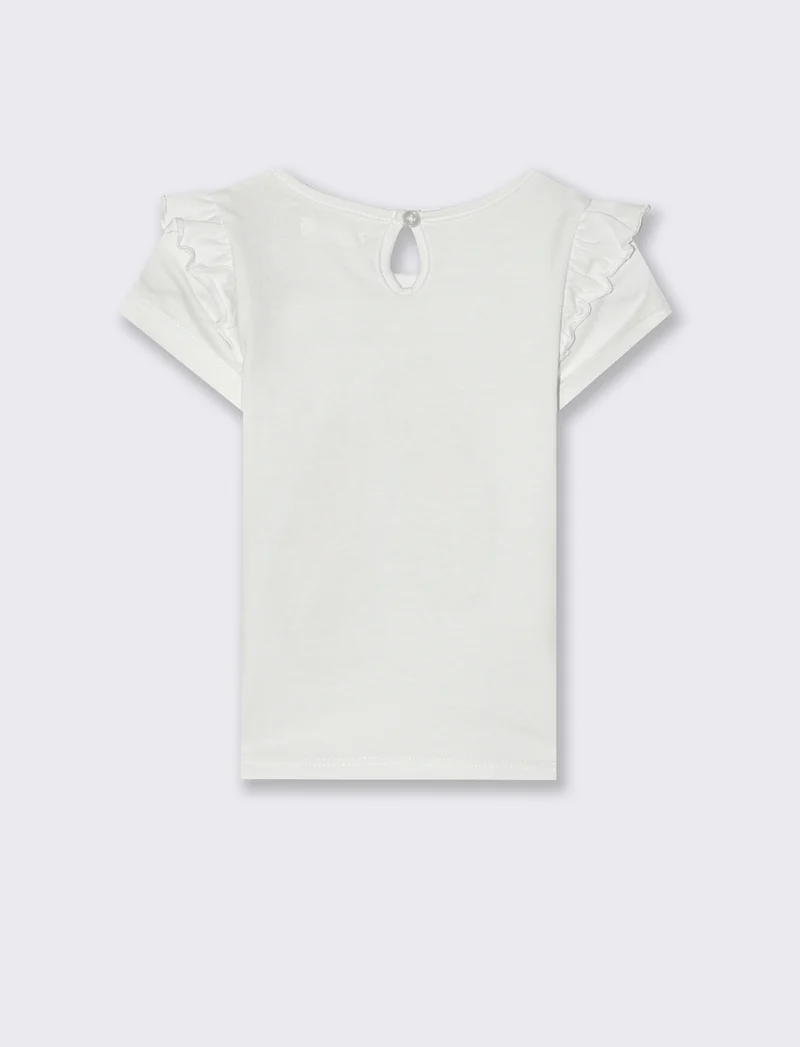 Maglia con stampa e applicazione da neonata - Bianco