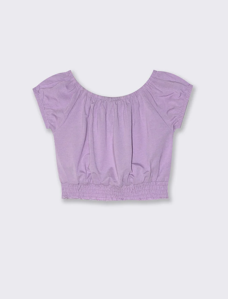 Blusa in jersey mezza manica da bambina - Lilla