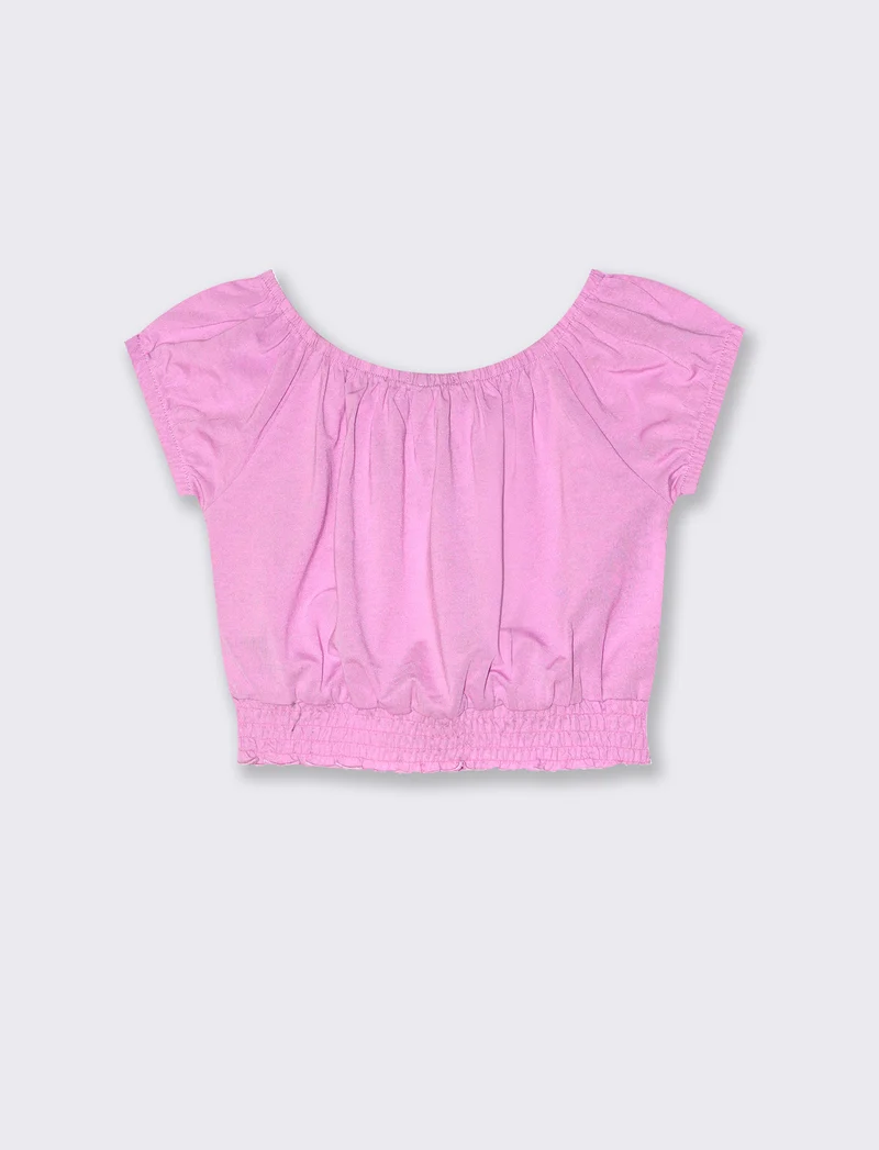 Blusa in jersey mezza manica da bambina - Rosa