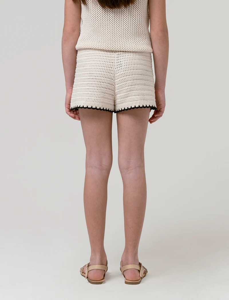 Top in maglia intrecciata da bambina - Beige