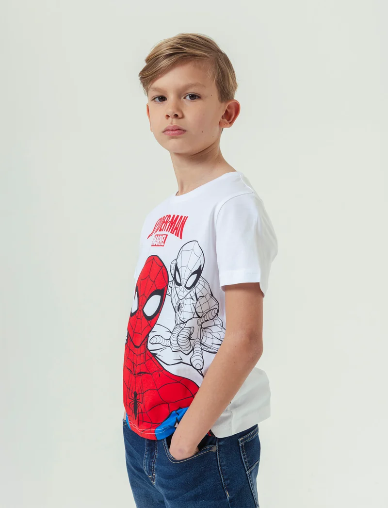 T-shirt girocollo Spiderman da bambino - Bianco