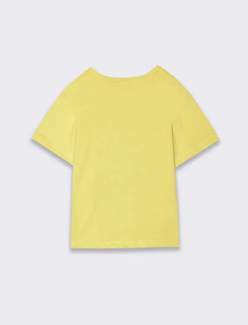 T-shirt mezza manica con stampa Stitch da bambina - Giallo