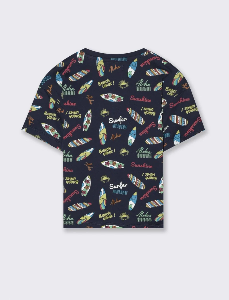 T-shirt mezza manica con stampe da neonato - Fantasia