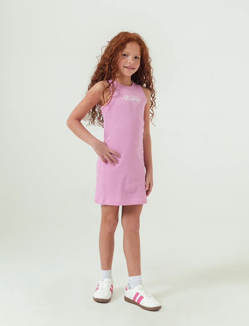Completo in cotone elastico con rouches da bambina - Rosa