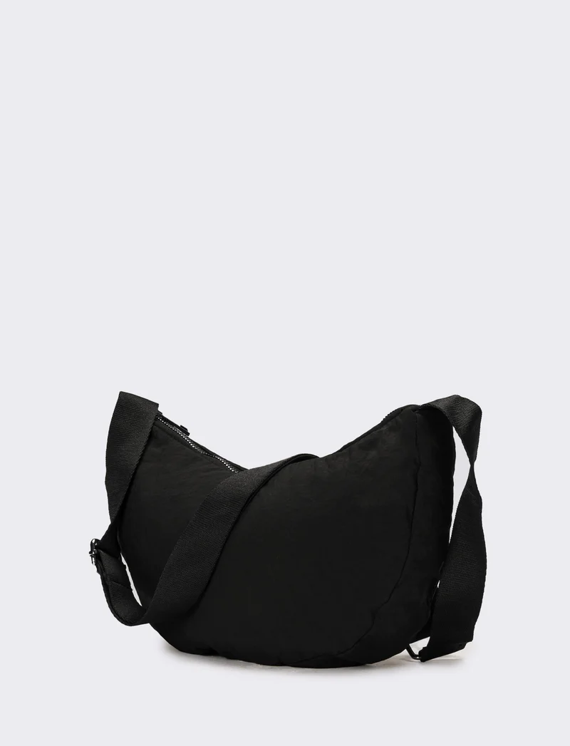 Borsa donna mezzaluna tracolla regolabile - Nero