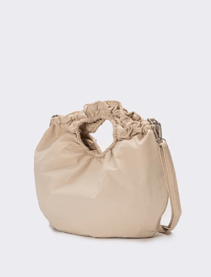 Borsa donna con manico arricciato - Beige