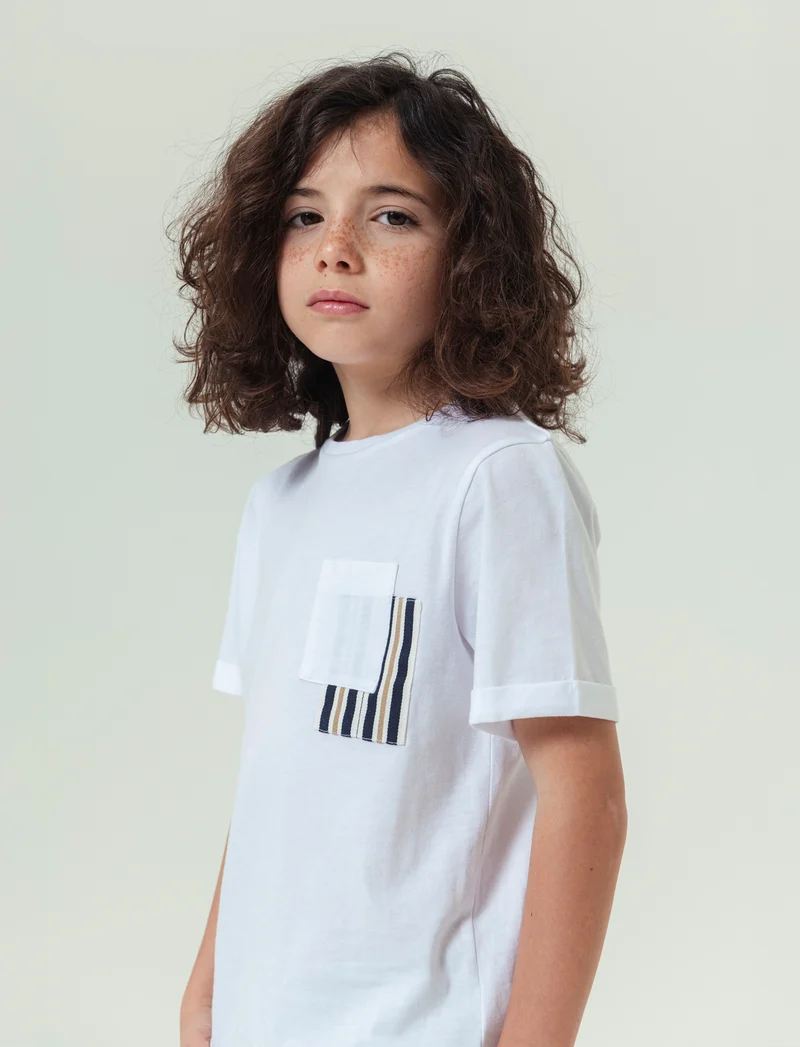 T shirt con risvolto da bambino - Bianco sporco