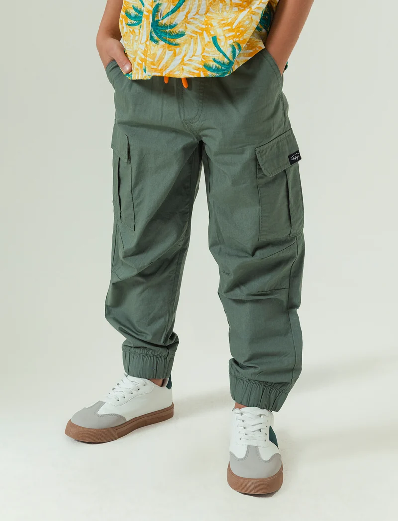 Pantalone modello cargo in cotone da bambino - Verde