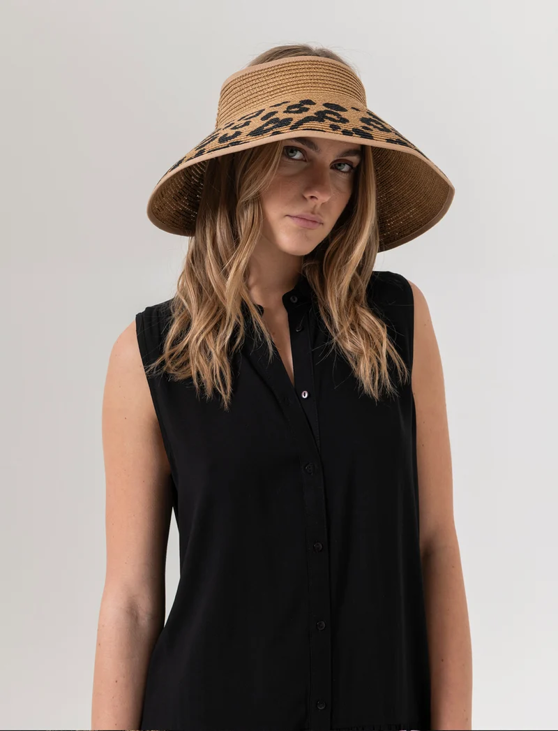 Cappello donna visiera leopardo - Beige
