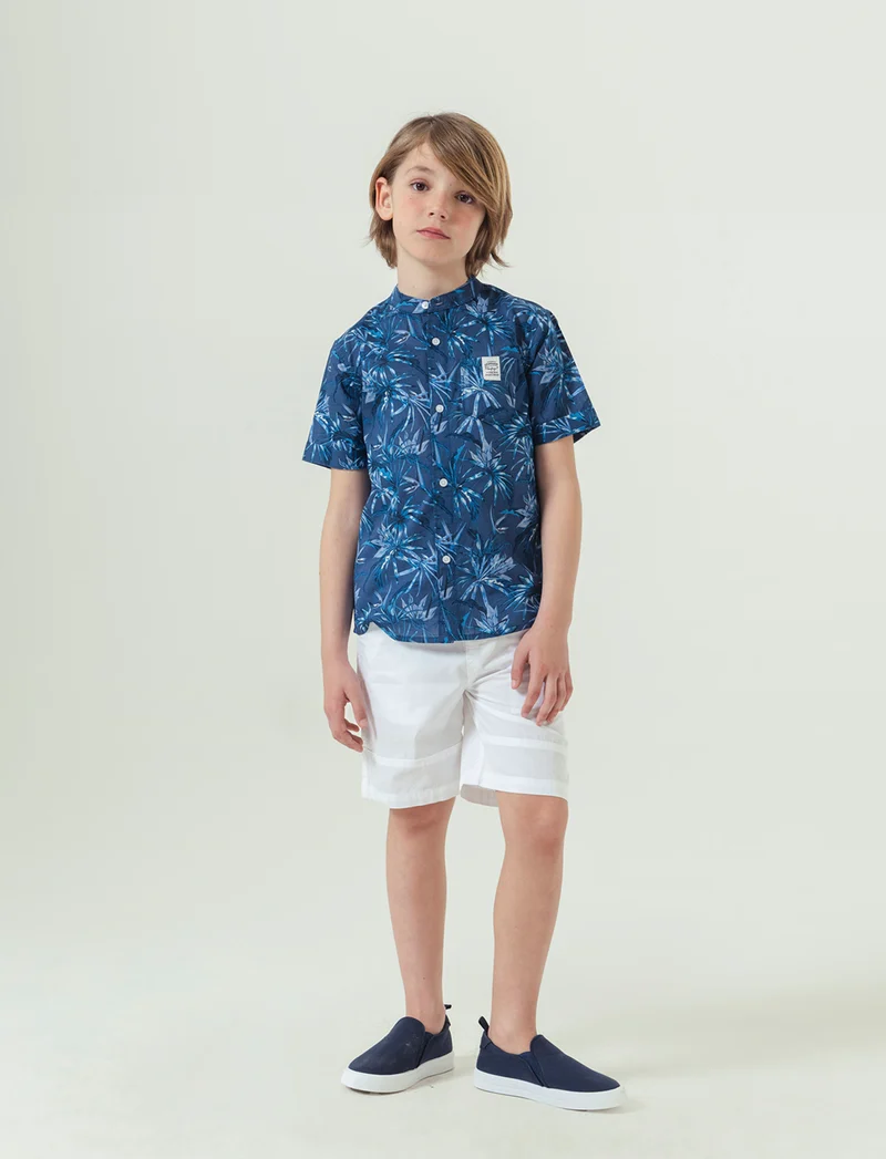 Bermuda in cotone con tagli da bambino - Bianco