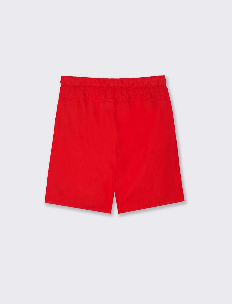 Bermuda in cotone tinta unita da bambino - Rosso