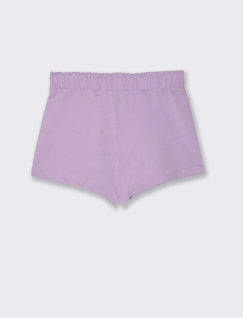 Shorts in cotone con elastico da bambina - Lilla