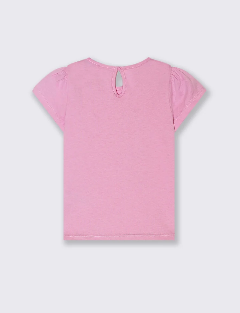 Maglia manica corta con stampa da neonata - Rosa