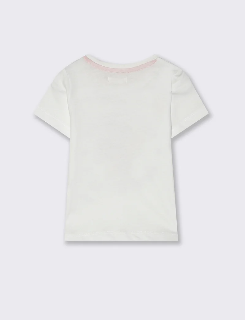 T shirt girocollo con stampa da neonato - Bianco