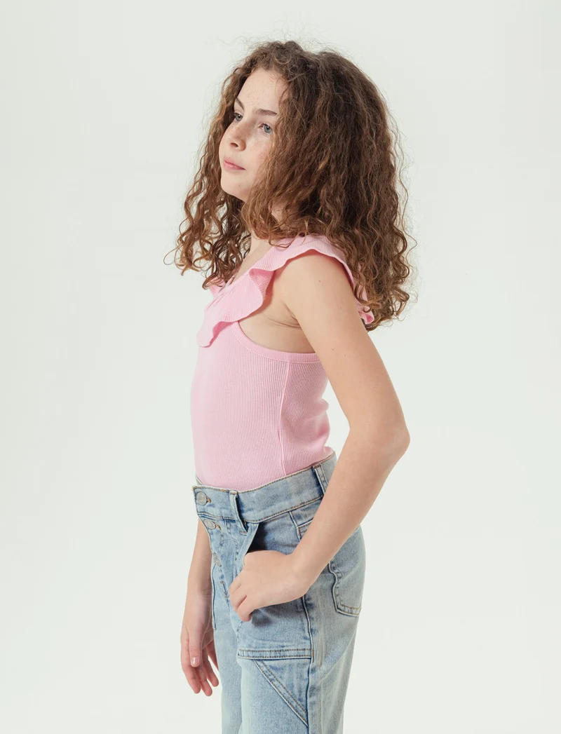 Top rouches. da bambina - Rosa