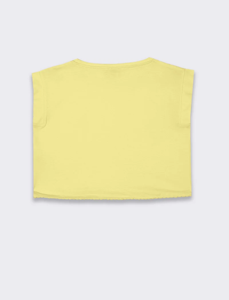 T-shirt in cotone da bambina - Giallo limone