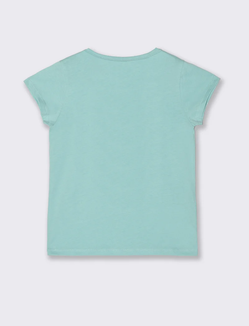 T-shirt con stampa multicolor da bambina - Verde acqua