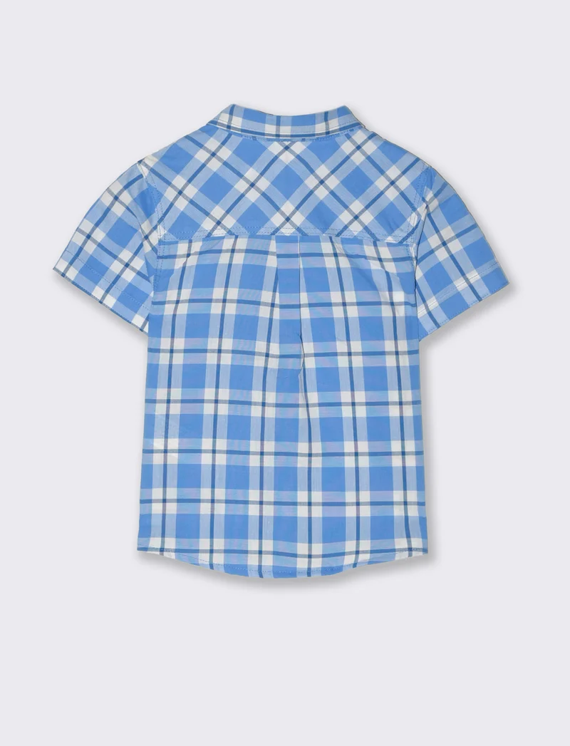 Camicia tinto filo da neonato - Azzurro