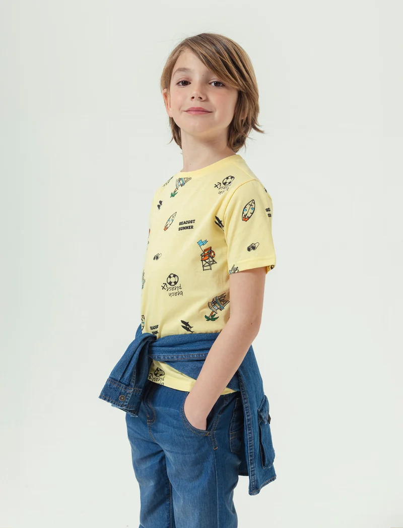 T- shirt stampata da bambino - Giallo