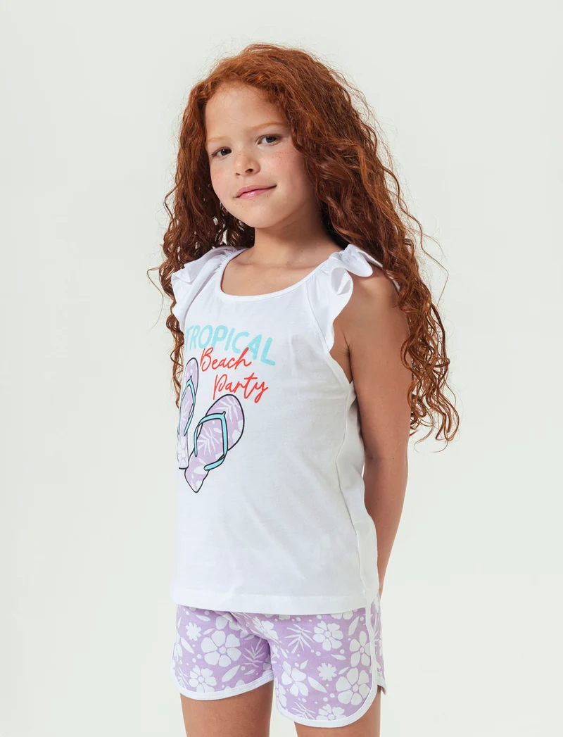 Set 2 pezzi canotta e short da bambina - Lilla