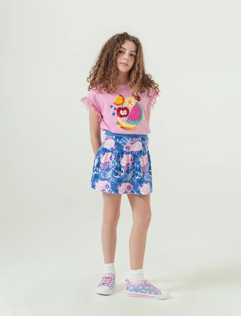 Gonna in felpa da bambina - Rosa