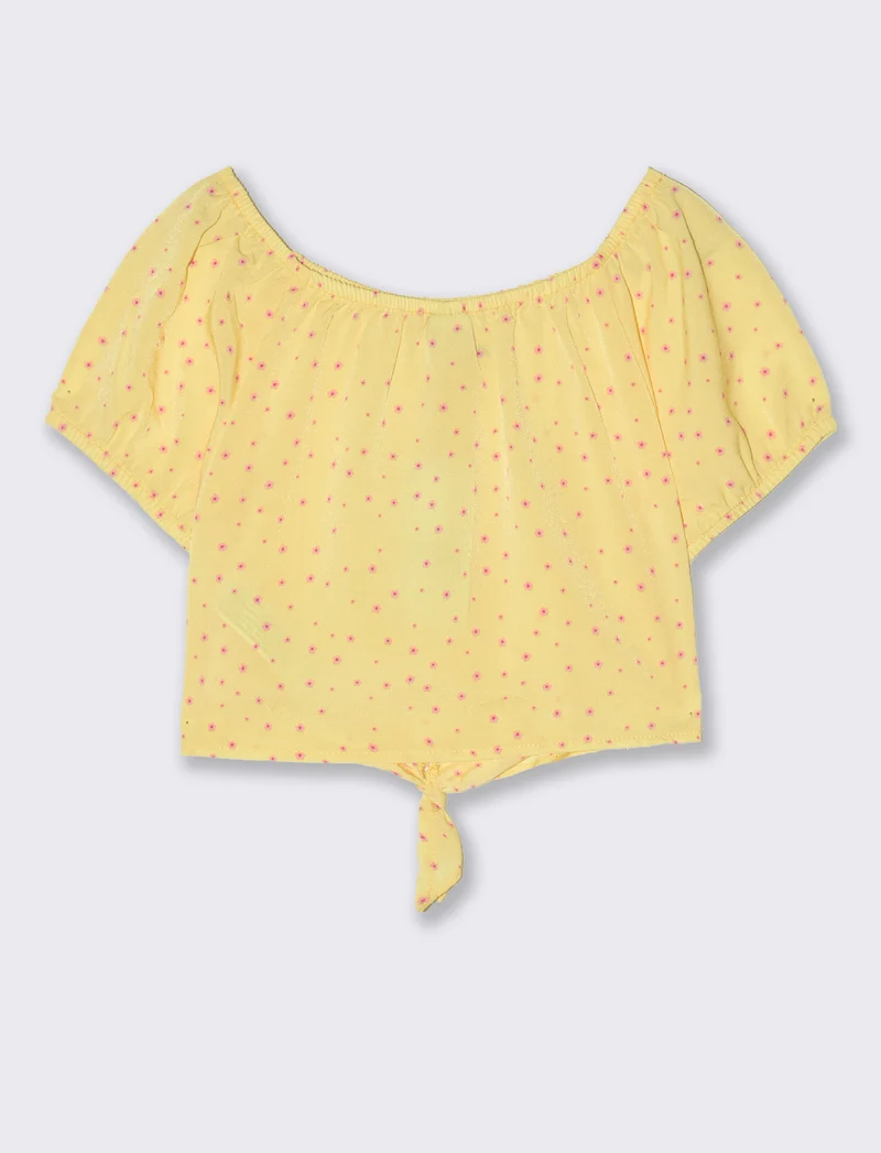Camicia con nodo da bambina - Giallo