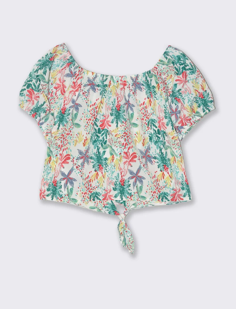 Camicia con nodo da bambina - Bianco sporco