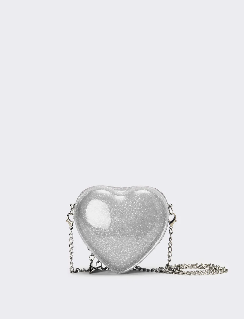 Borsa bambina cuore con glitter - Bianco