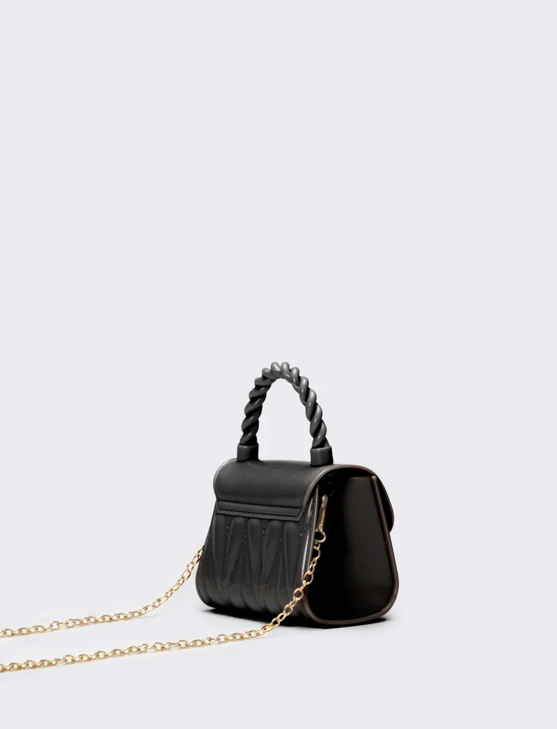 Borsa bambina con patta e chiusura cuore - Nero
