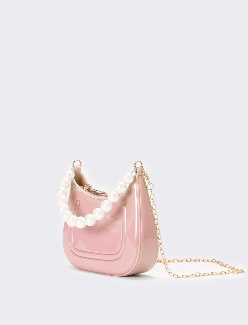 Borsa bambina con manico perle - Pesca