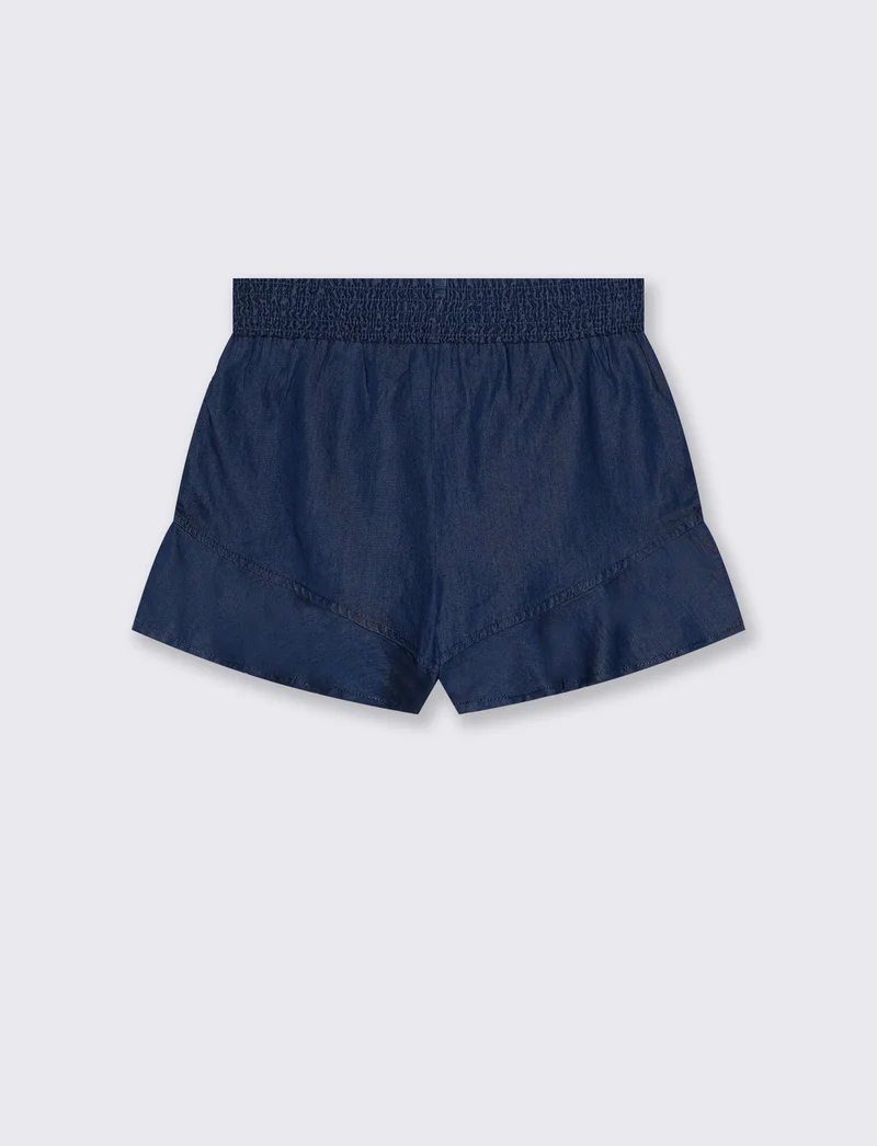 Gonna pantalone in chambray da bambina - DENIM SCURO