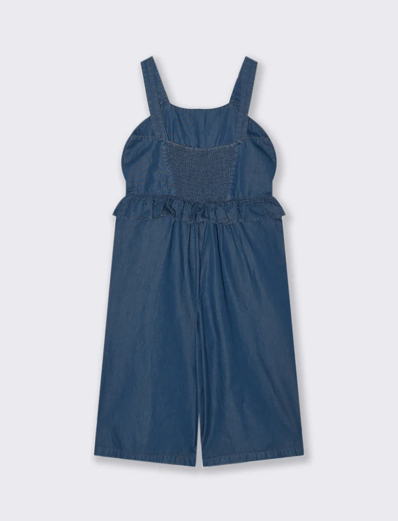 Salopette in chambray da bambina - DENIM SCURO
