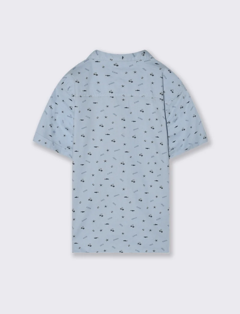 Camicia micro stampa da bambino - Celeste