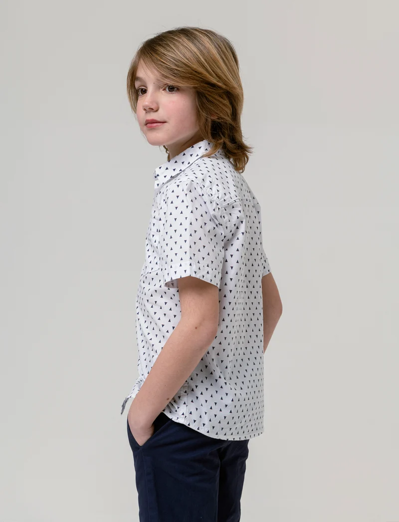 Camicia micro stampa da bambino - Bianco