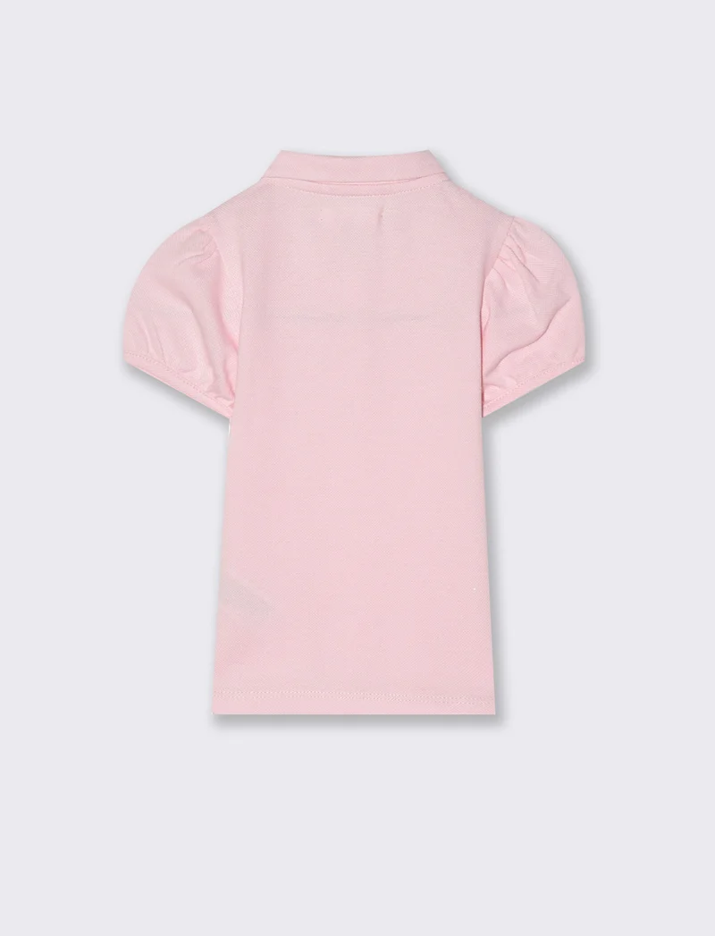 Polo con bottoncini da neonata - Rosa