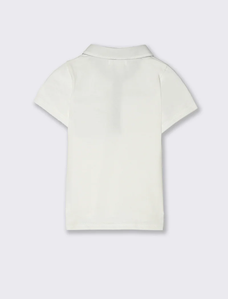 Polo con inserti a contrasto da neonato - Bianco latte