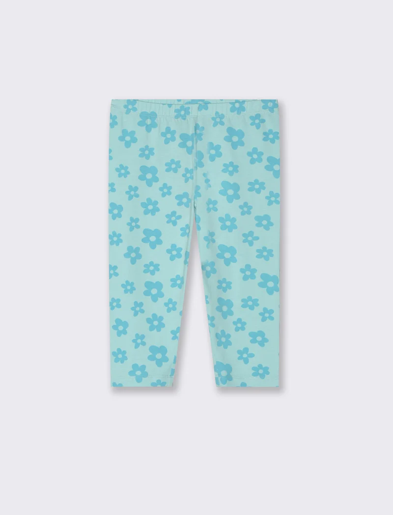 Leggings in cotone vestibilità 3/4 da bambina - Verde acqua