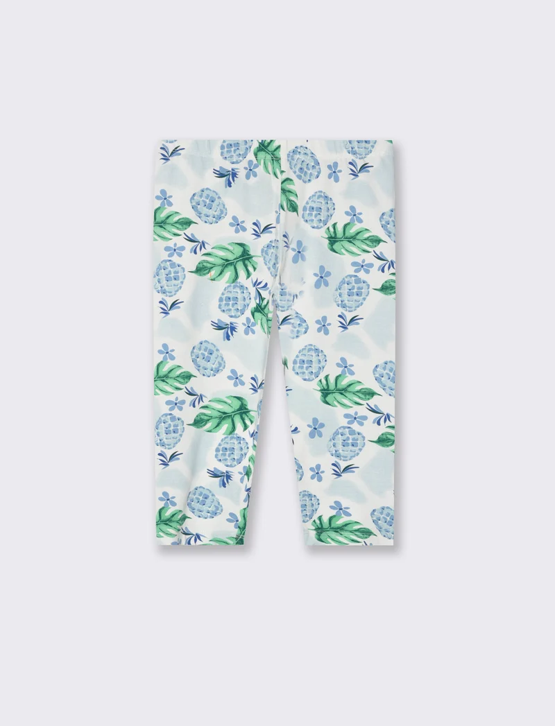 Leggings in cotone vestibilità 3/4 da bambina - Celeste
