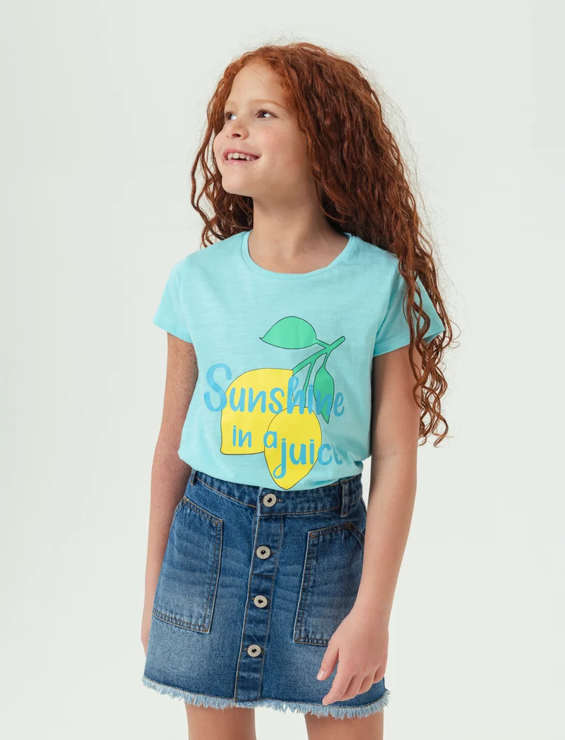 T-shirt mezza manica 2 pack da bambina - Verde acqua