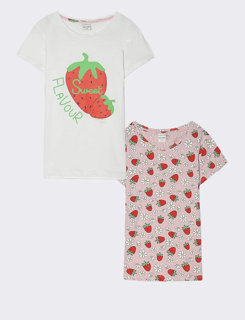 T-shirt mezza manica 2 pack da bambina - Bianco