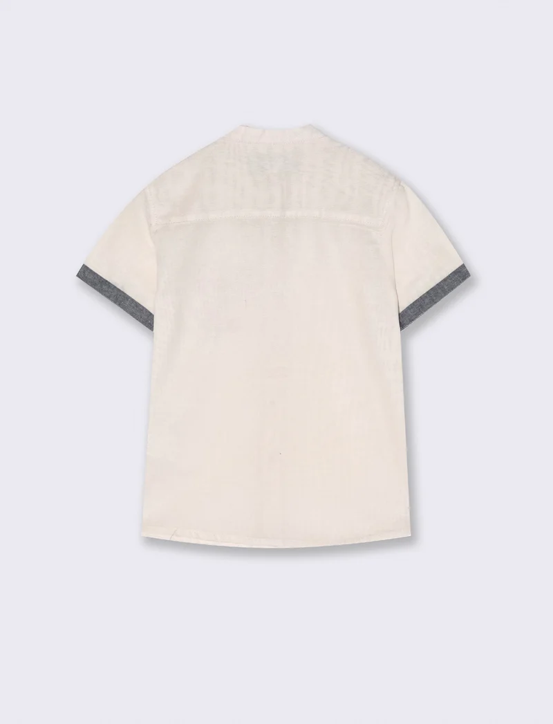 Camicia misto lino mezza manica da bambino - Beige