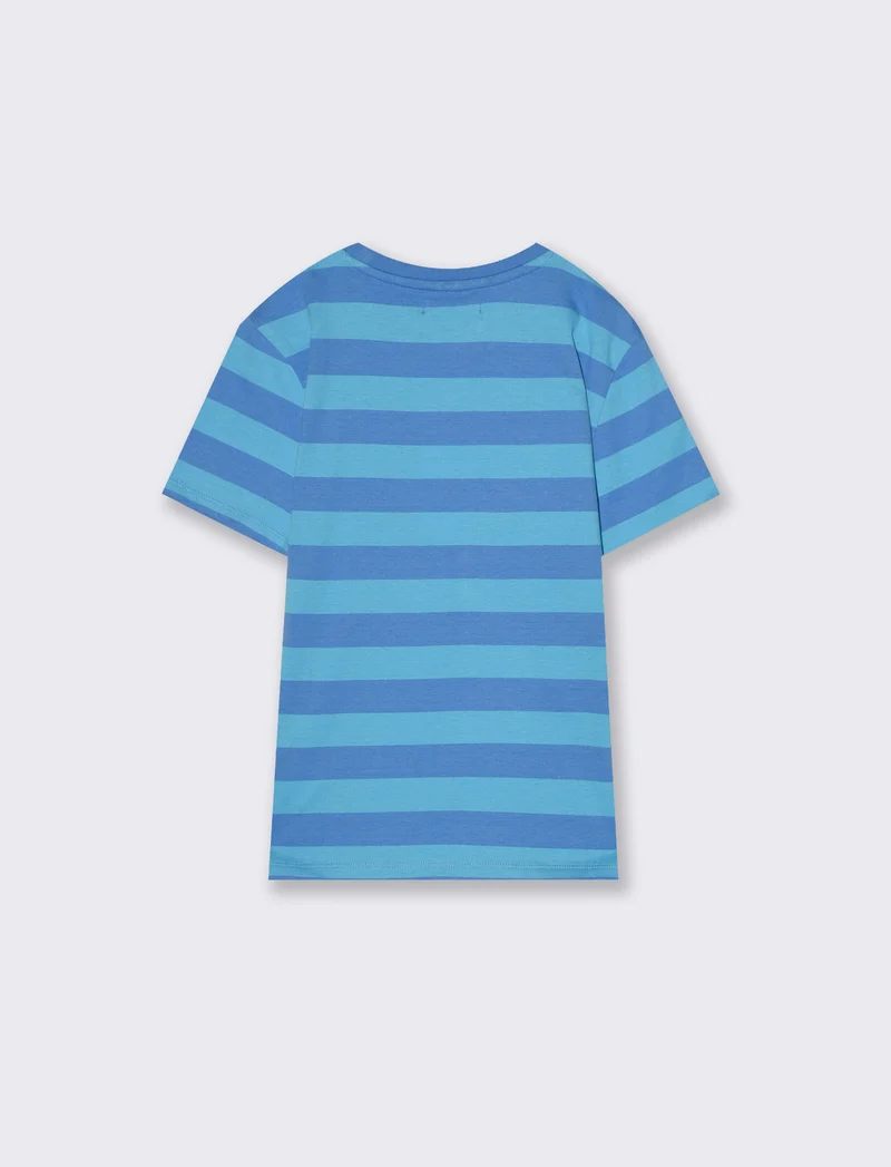 T-shirt rigata da bambino - Blu cobalto
