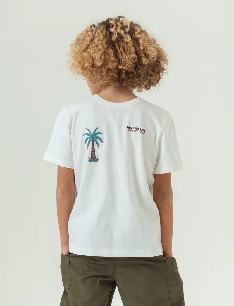 T-shirt stampa savana da bambino - Bianco latte