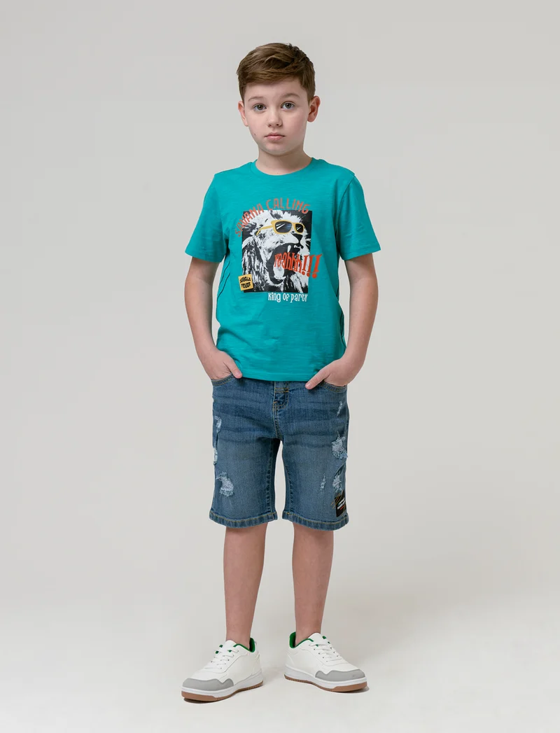 T-shirt stampa estiva da bambino - Verde acqua
