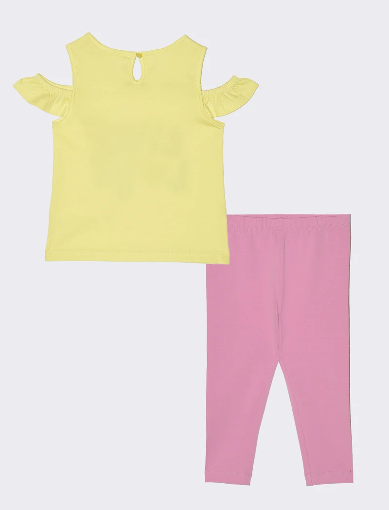 Completo con stampa da neonata - Giallo